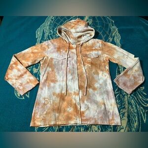Earthbound Orange and White Tie Dye Hooded Jacket S NEW